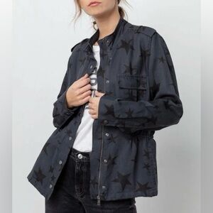 Rails Trey Jacket Charcoal w/ Oversized Stars Boho Casual Military - M